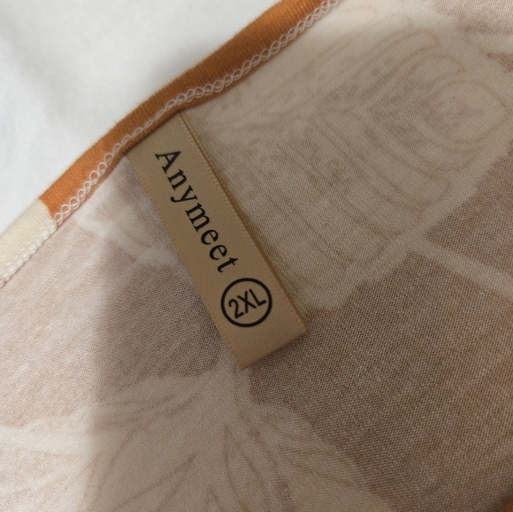 Anymeet Top Goldenrod And Cream Floral Size 2XL Longsleeve - Picture 3 of 6